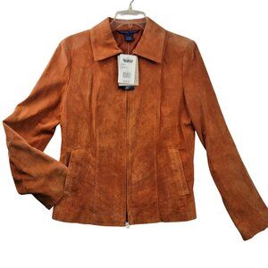 Catherine Stewart Women Leather Jacket Cider Color Zip Front Medium NWT *Callout
